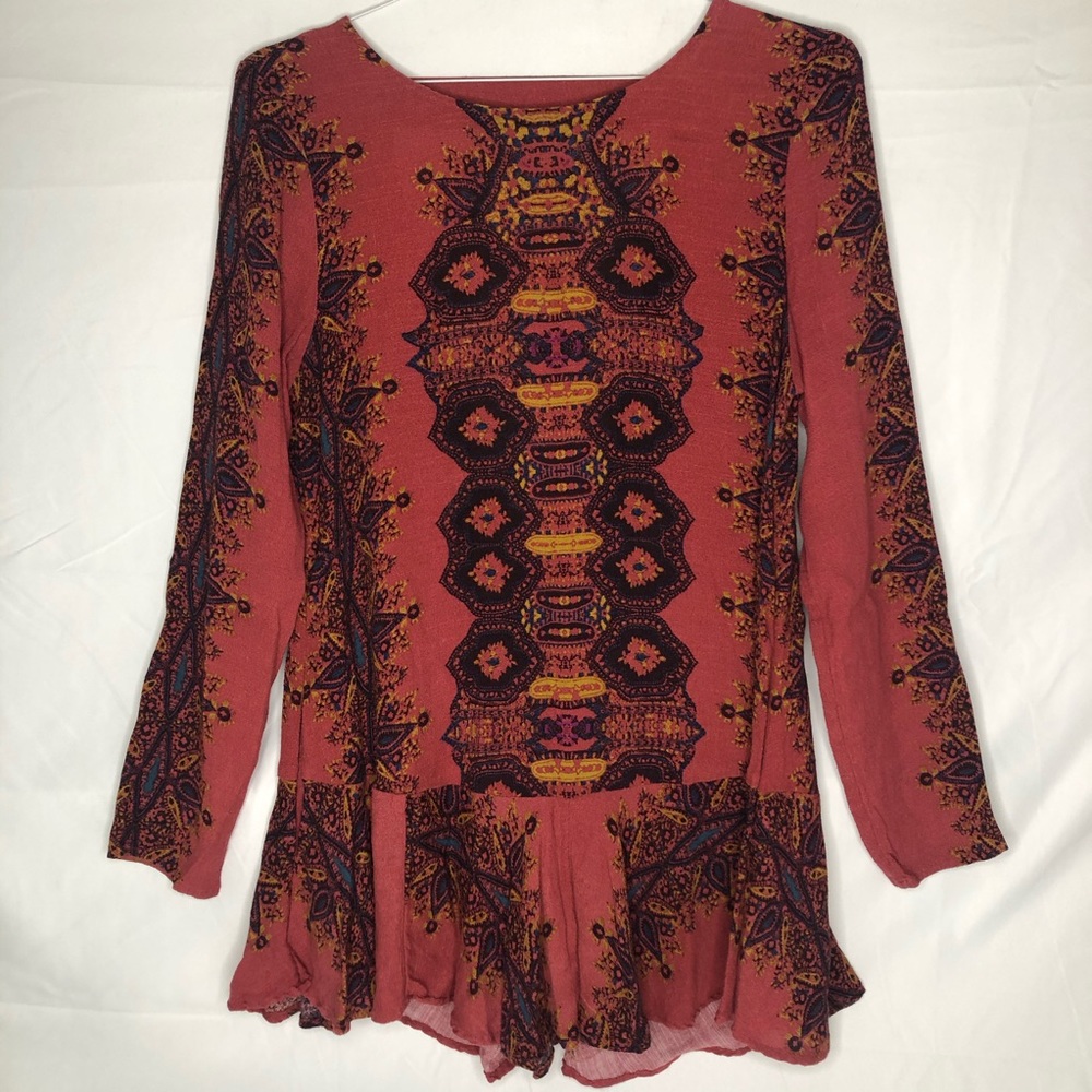 Free People Cut-Out Back Boho Tunic/Mini dress Sz M